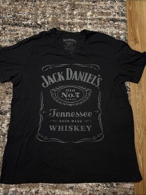 Jack Daniels Black Tee with Grey Logo - Men's Short Sleeve V-Neck